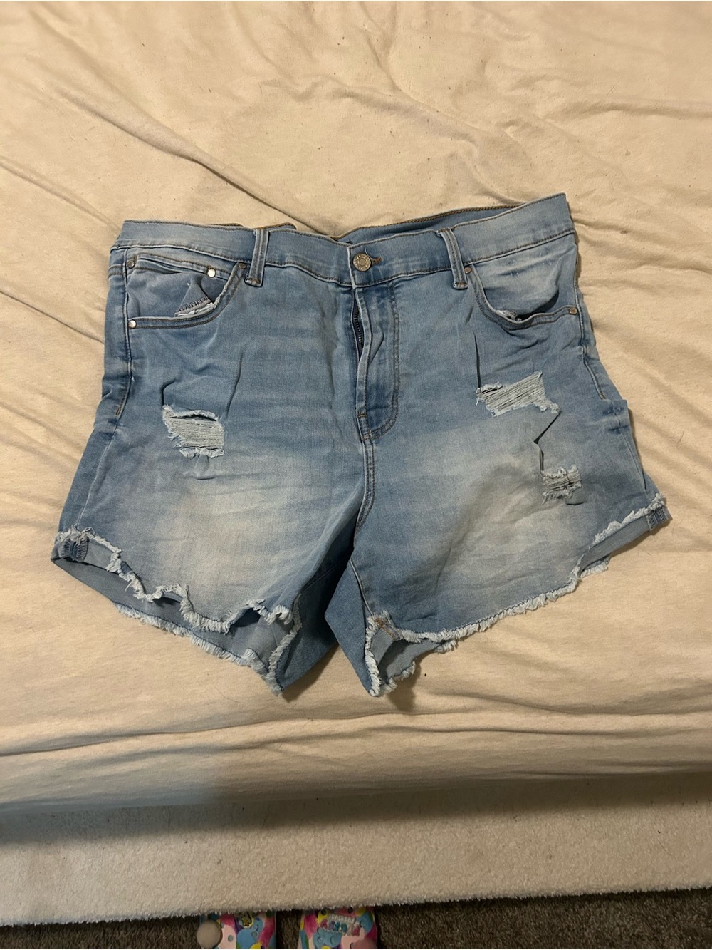 RACHEL Rachel Roy Light Wash Distressed Denim Shorts